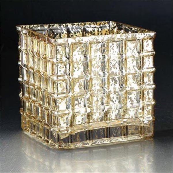 Diamond Star 57060 6 x 6 x 6 in. Square Glass Candle Holder; Gold, Diamond Star, Mfr#: 57060